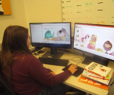 assistant working on picture book project